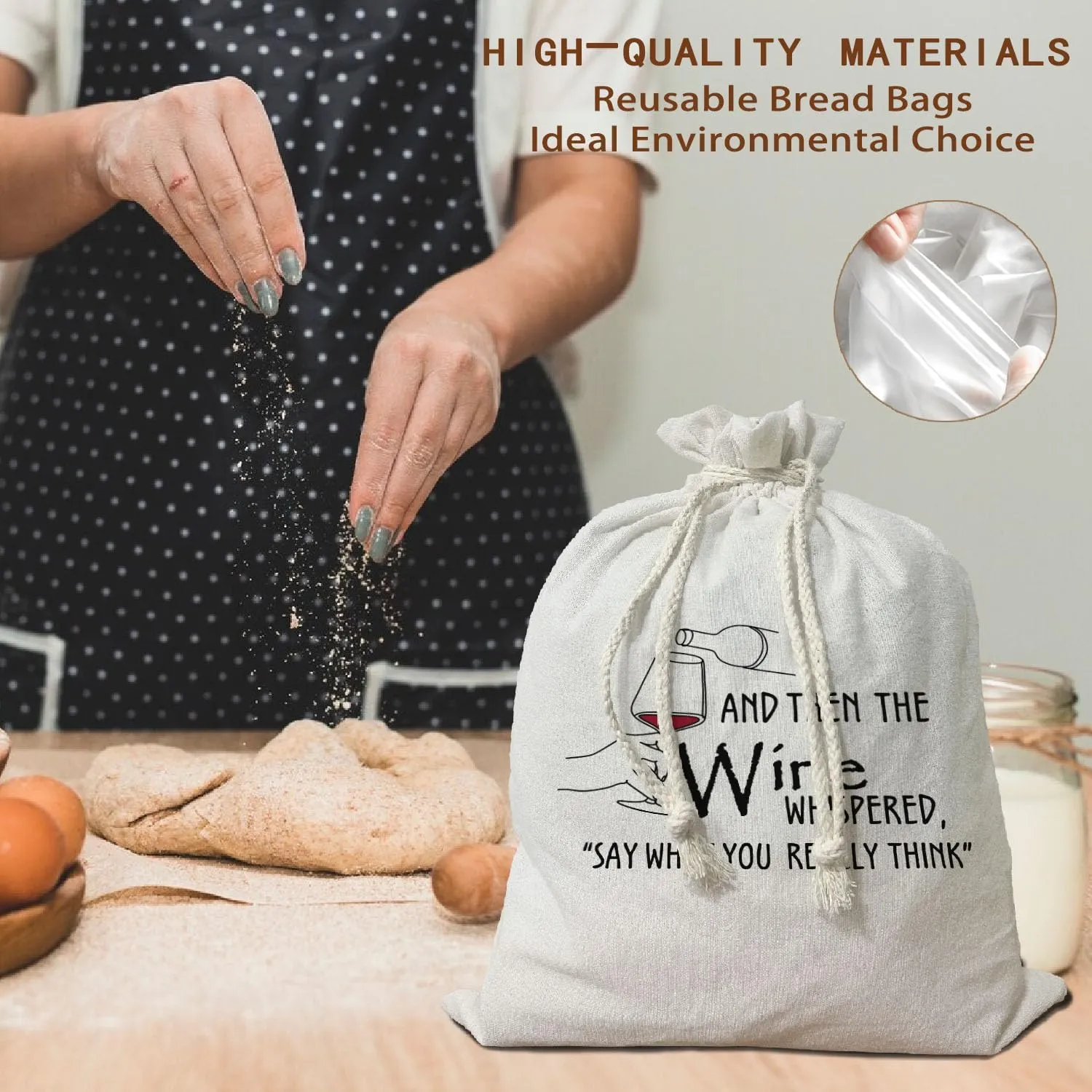 Funny Beeswax Bread Bags for Sourdough, Funny Cloth Bread Bag for Homemade Bread, Linen Bread Bags for , And Then The Wine Whispered Storage Bread Box Funny Gifts for Women Housewarming Gifts 16.5x12