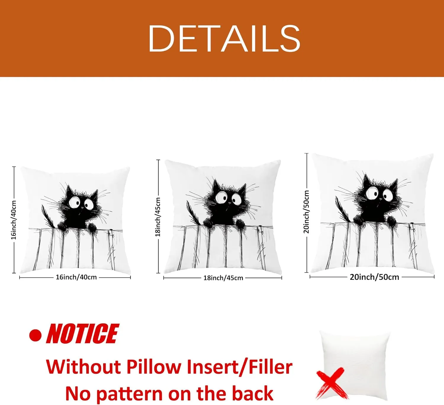 Funny Black Cat Throw Pillow Covers 20x20 Set of 4, Cartoon Gothic Pet Pillow Cases Kit with Zipper, Fun Kawaii Kids Goth Cat Pillows for Cat Lovers Velvet Decor for Couch Sofa Living Room Bed