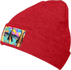 Funny Flip Flops Slippers Art Sandals Luxurious Velvet Patch Design,Knitted Wool Hat,Ideal for Sporty & Outdoor Activities