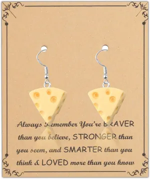 FUSTMW Cheese Gifts for Cheese Lovers Funny Cheese Earrings Sweet Food Lover Gifts Yellow Cheese Inspired Gift