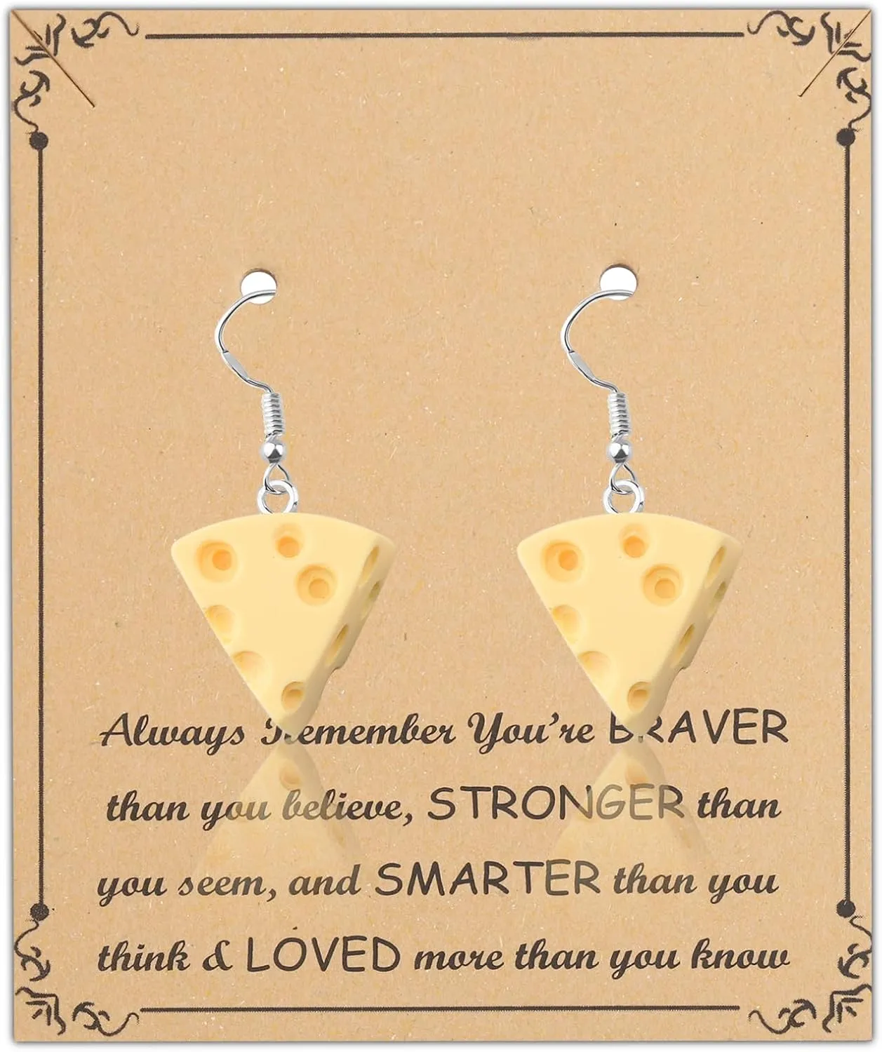 FUSTMW Cheese Gifts for Cheese Lovers Funny Cheese Earrings Sweet Food Lover Gifts Yellow Cheese Inspired Gift