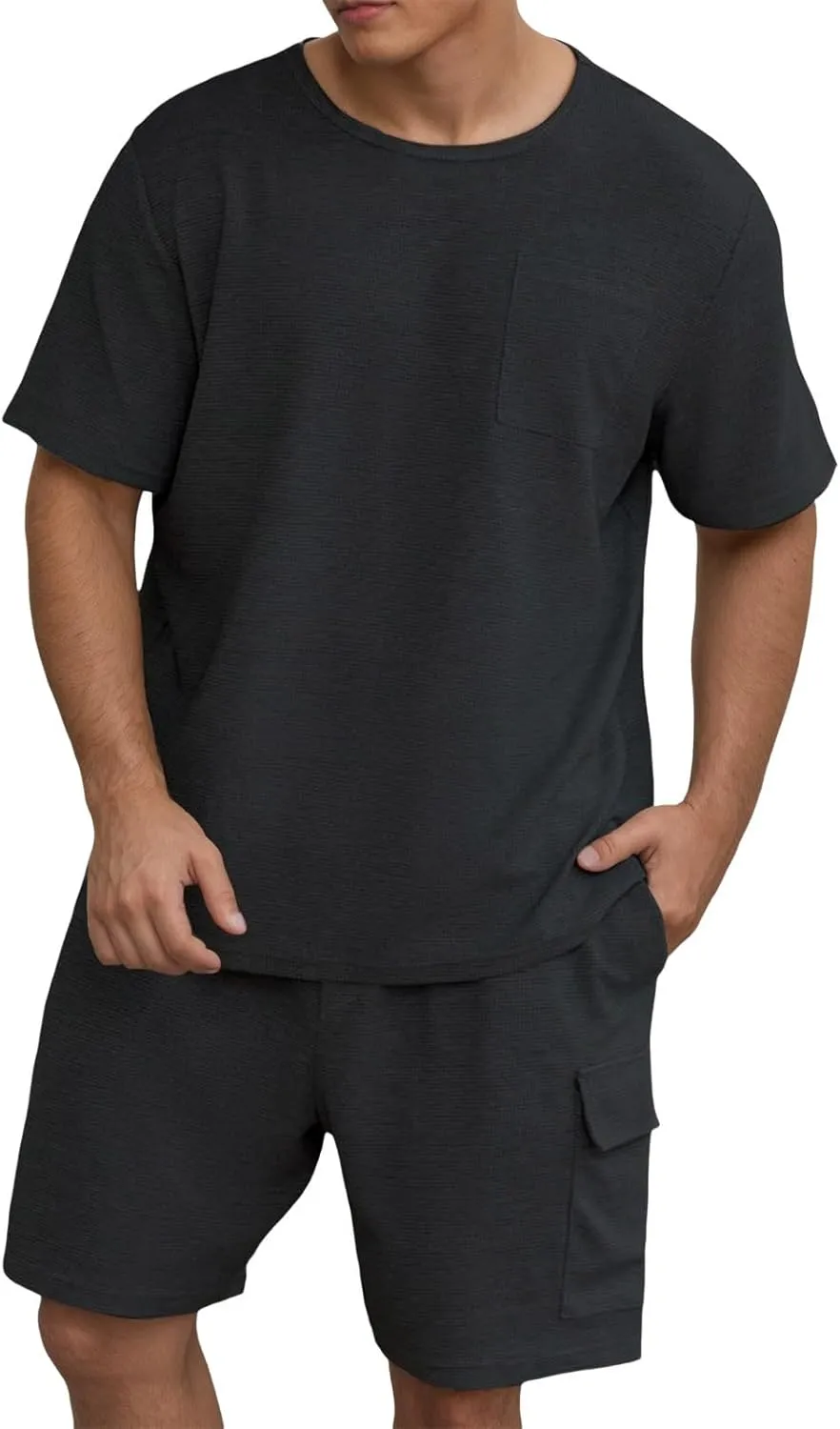 Fxbar Mens Shorts Sets 2 Piece Outfits Summer Tracksuit Casual Short Sleeve T Shirts and Shorts Set Beach Outfits