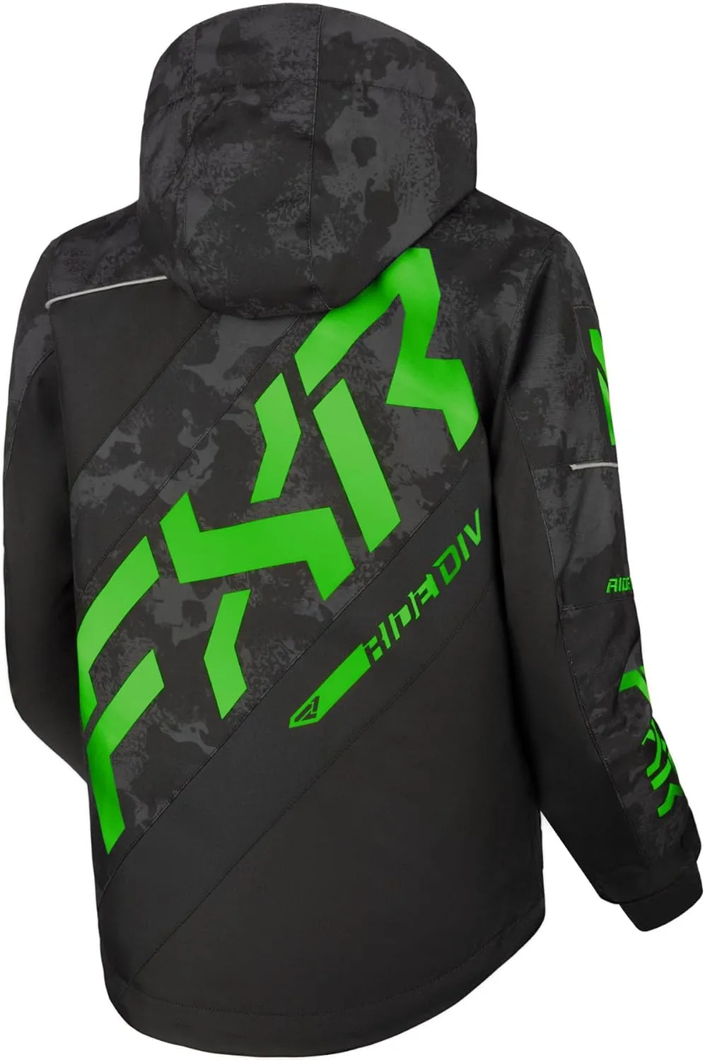 FXR Youth CX Snow/Winter Jacket 2025 (Black Camo/Lime - 12)
