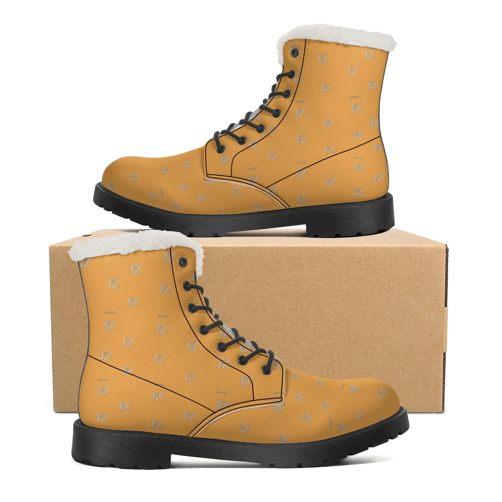 FZ Mens Faux Fur Leather Boots