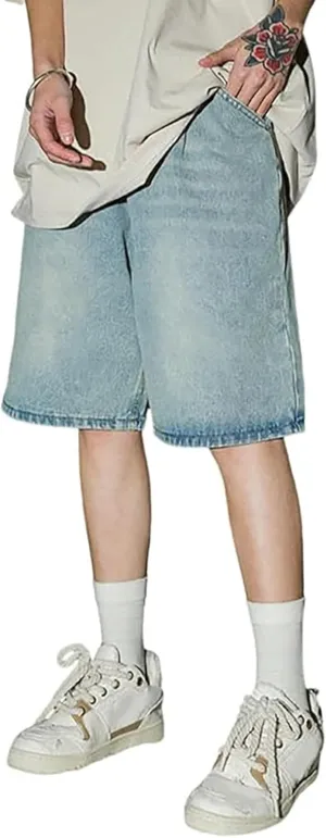 FZVYD Jorts Men Women Denim Shorts Y2k Baggy Star Jorts Jeans Loose Fit Patchwork Jeans Shorts Y2k Fashion Loose Streetwear