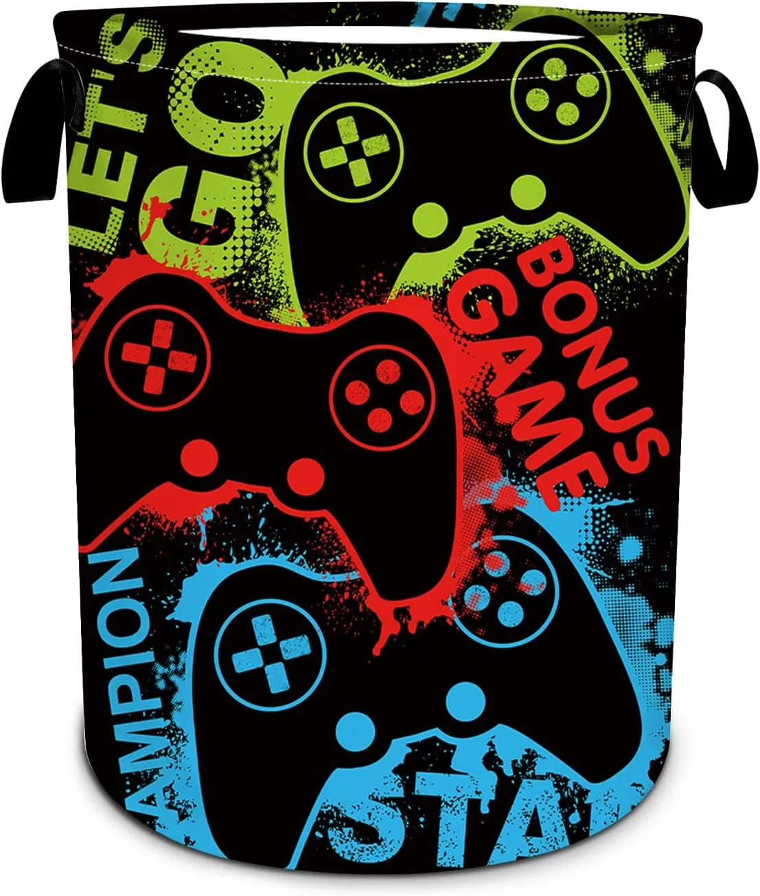 Gamepad Colorful Gamers Laundry Basket Foldable Laundry Hamper Tote Bag Storage Bucket Toy Organizer For Bathroom/Laundry/Bedroom（19.6x15.7inch）