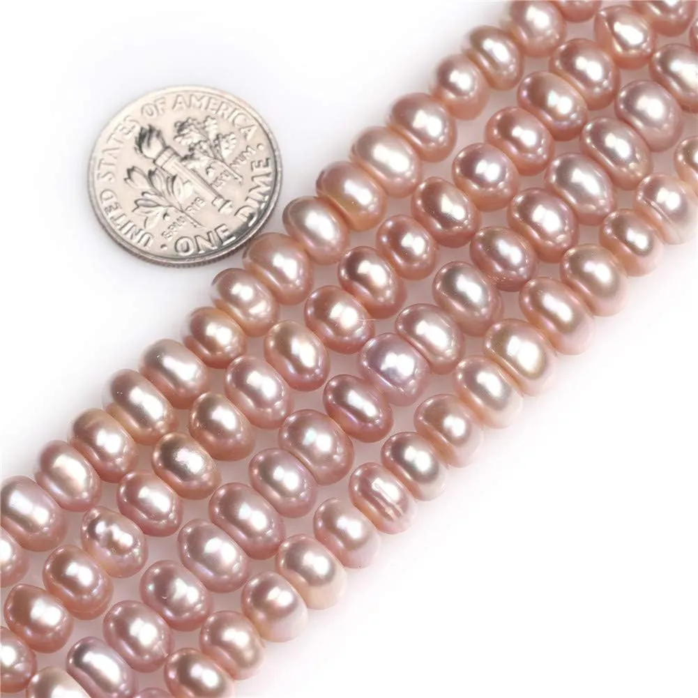 GEM-Inside Cultured Pearl Gemstone Loose Beads Natural 7-8mm Purple Crystal Energy Stone Power for Jewelry Making 15"