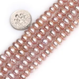 GEM-Inside Cultured Pearl Gemstone Loose Beads Natural 7-8mm Purple Crystal Energy Stone Power for Jewelry Making 15"