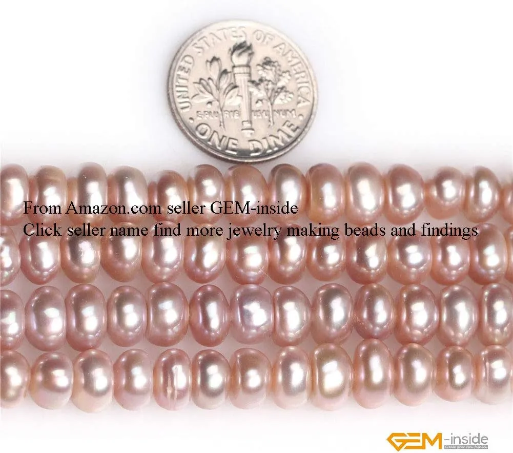 GEM-Inside Cultured Pearl Gemstone Loose Beads Natural 7-8mm Purple Crystal Energy Stone Power for Jewelry Making 15"