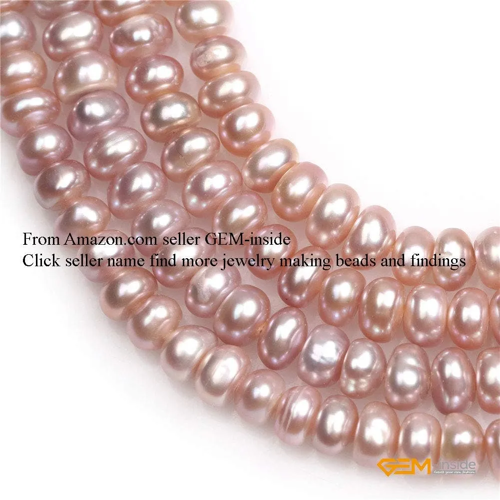 GEM-Inside Cultured Pearl Gemstone Loose Beads Natural 7-8mm Purple Crystal Energy Stone Power for Jewelry Making 15"