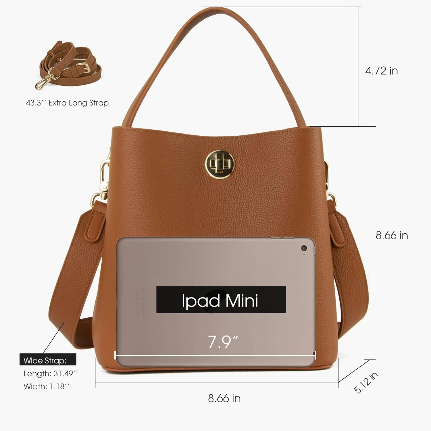 Genuine Leather Bucket Tote Bag for Women, Small Crossbody Bag and Trendy Shoulder Bag with Adustable Strap
