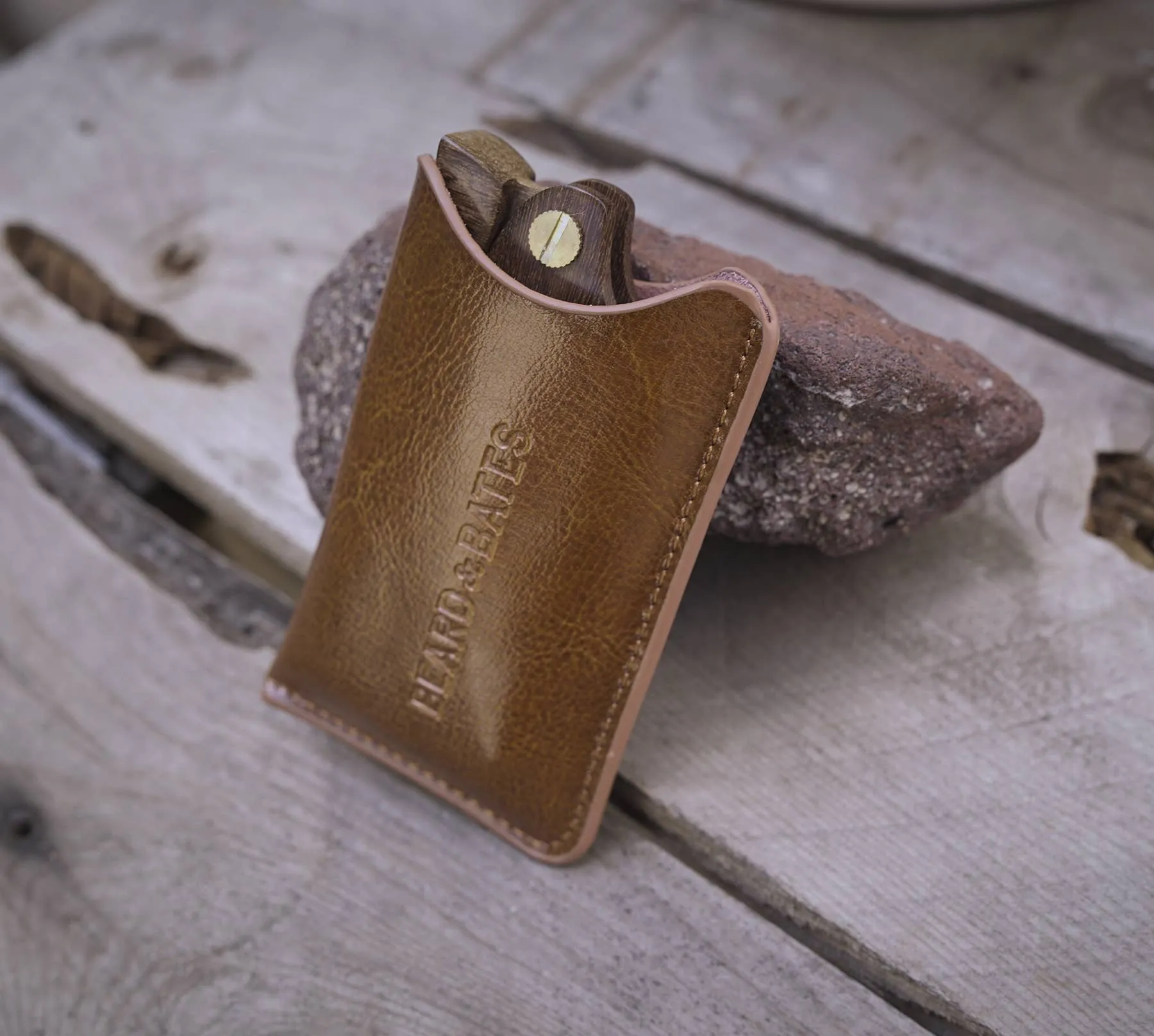 Genuine Leather Pouch w/Double Sided Beard Comb
