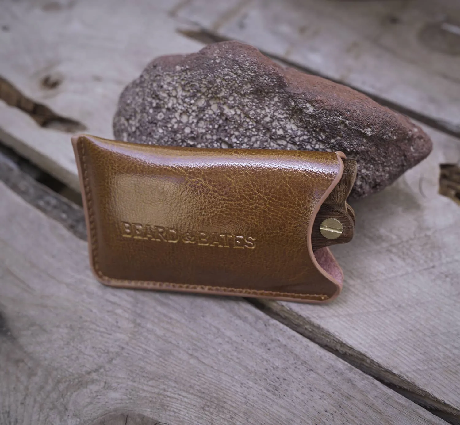 Genuine Leather Pouch w/Double Sided Beard Comb