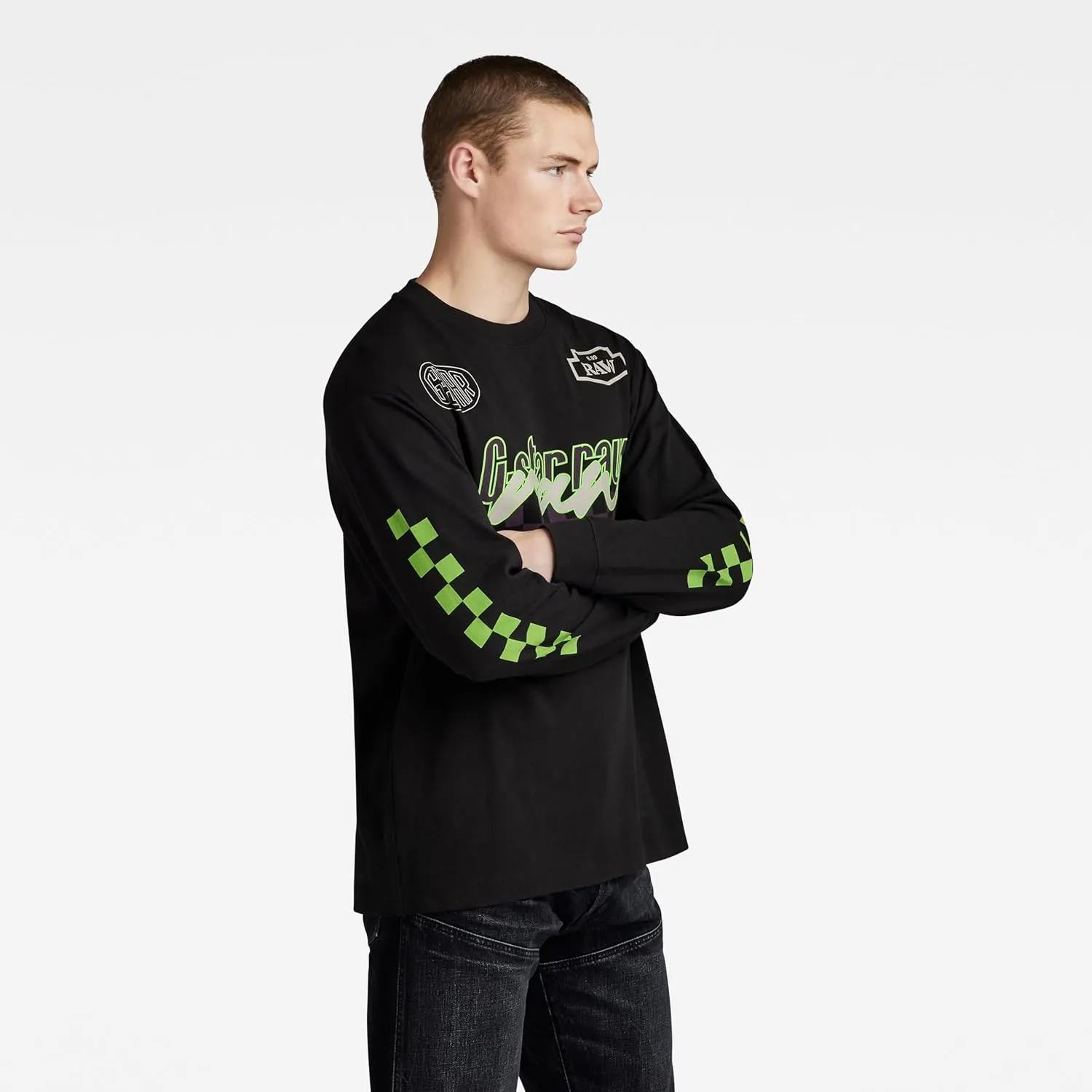 Gestarou MOTO BOX GRAPHIC T-SHIRT Men's Long Sleeve T-Shirt, Oversized Fit
