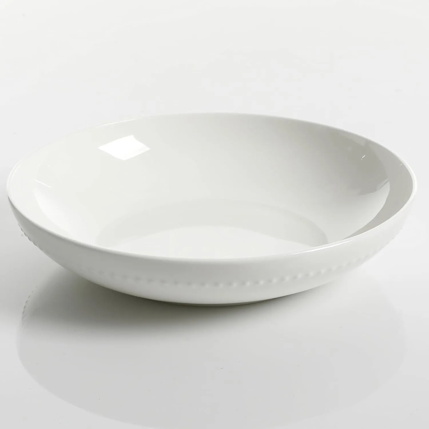 Gibson Elite Embossed Bone China Double Bowl Dinnerware Set, Service for 4 (16pcs), White