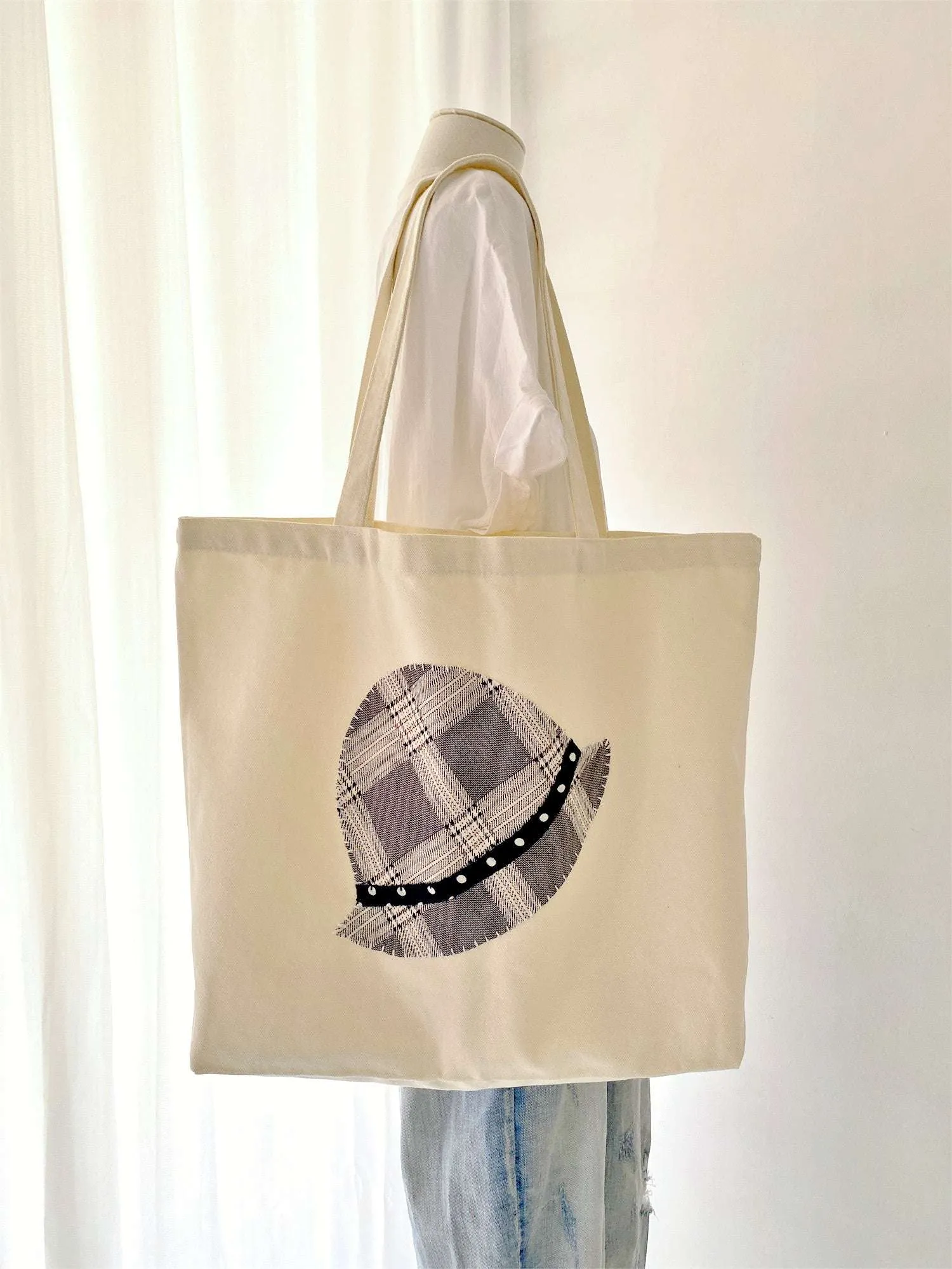 Gingham Hat Tote Bag