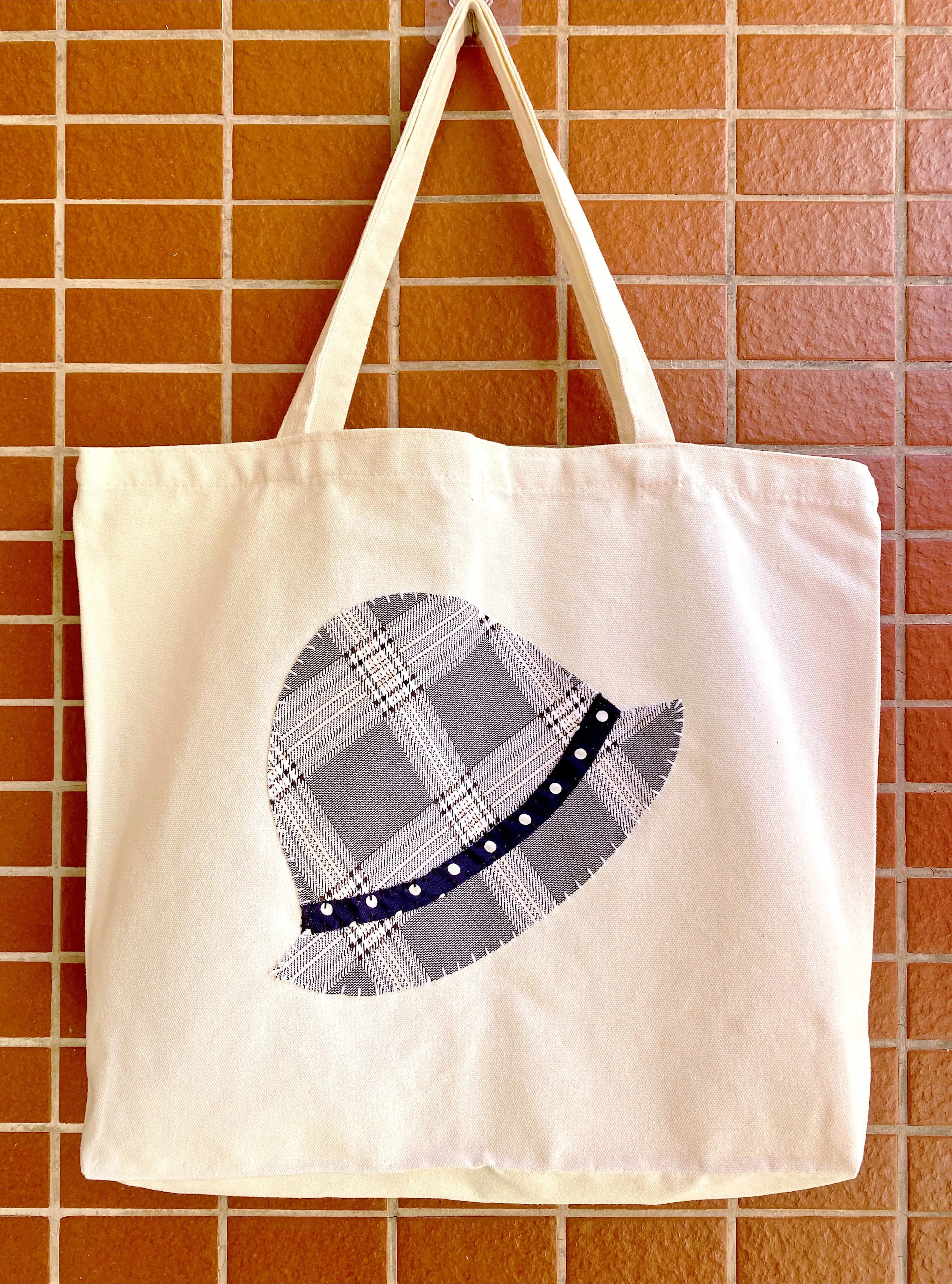 Gingham Hat Tote Bag