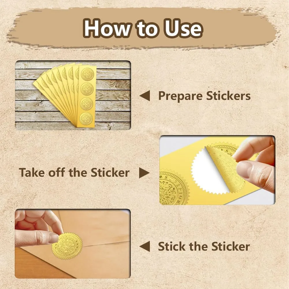 Gold Foil Stickers Seals Embossed Bread(Fresh Delicious Premium Cooker with Love) 2 Inch 100Pcs, Self Adhesive Gold Around Embossing Medal Sticker for Bakery Bread Bag Wrapper Baking Decor