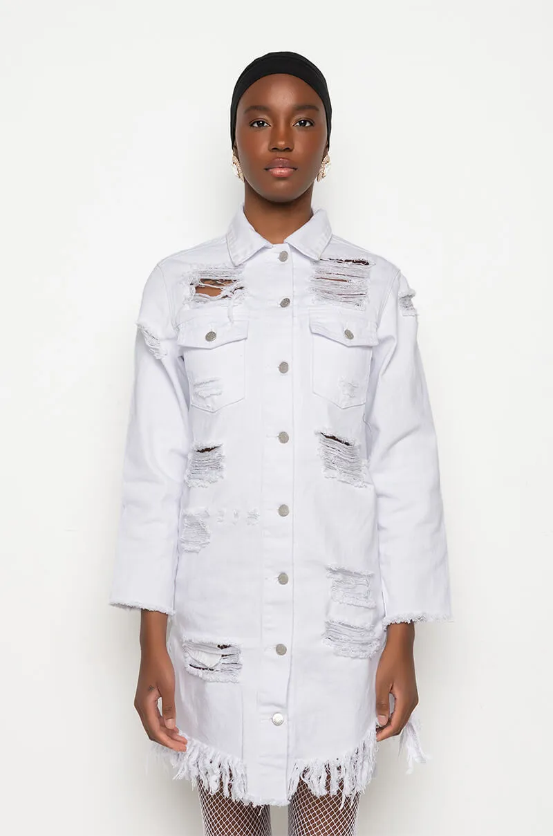 GOOD TO BE BAD DISTRESSED DENIM JACKET
