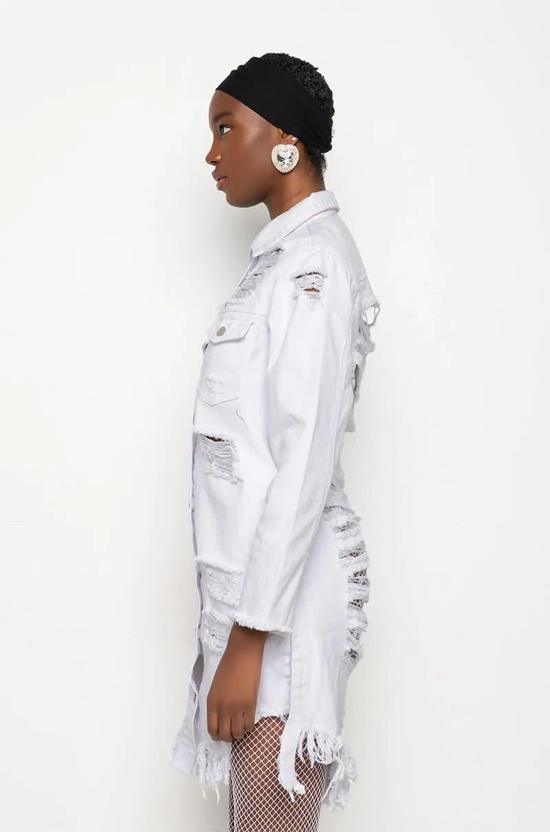 GOOD TO BE BAD DISTRESSED DENIM JACKET