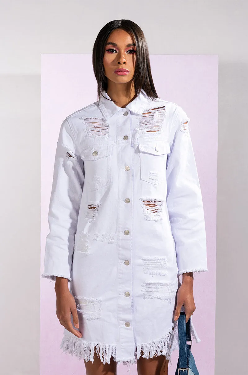 GOOD TO BE BAD DISTRESSED DENIM JACKET