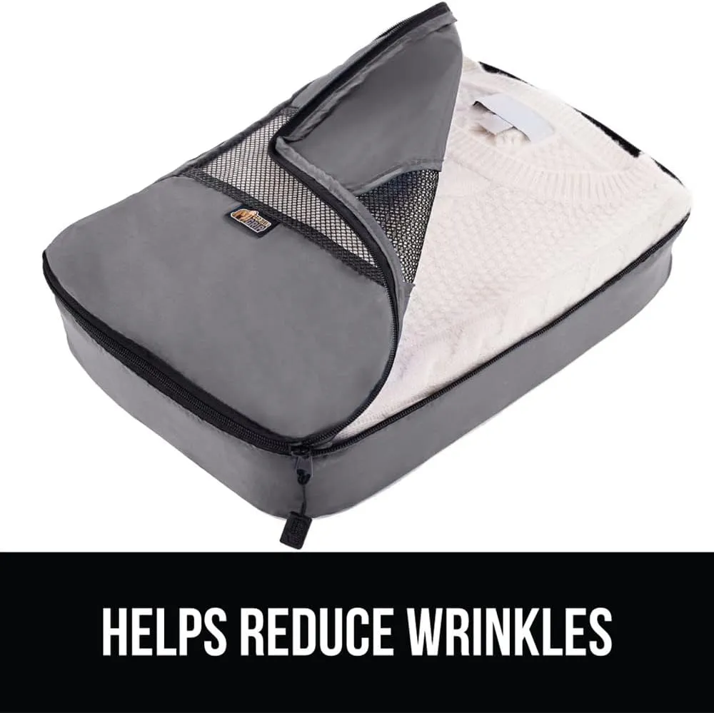GORILLA GRIP 6 Set Packing Cubes, Travel Essentials for Suitcase, Mesh Organizer Bags for Clothes Toiletries Shoes and Laundry, Luggage and Carry On Airplane Accessories, Traveling Must Haves Gray