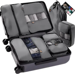 GORILLA GRIP 6 Set Packing Cubes, Travel Essentials for Suitcase, Mesh Organizer Bags for Clothes Toiletries Shoes and Laundry, Luggage and Carry On Airplane Accessories, Traveling Must Haves Gray