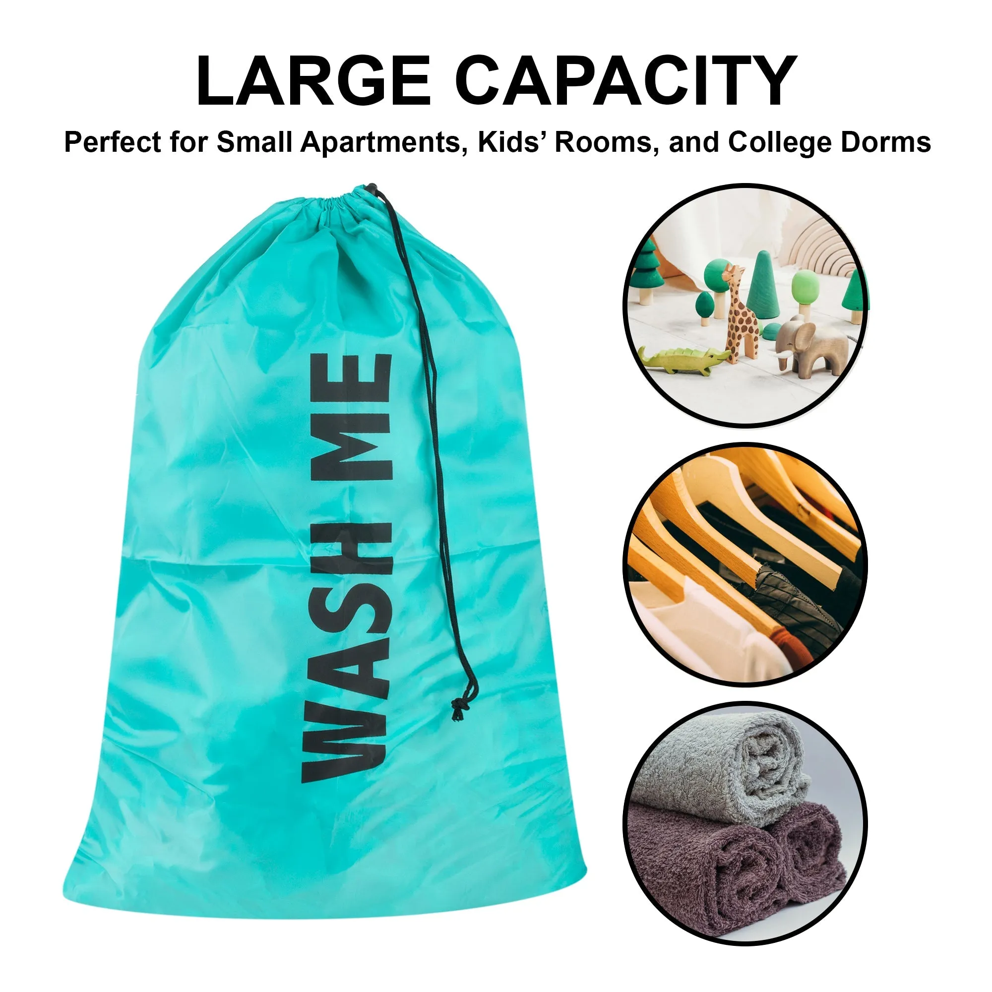 Graphic Drawstring Laundry Bag 2-Pack - Turquoise NoveltiesMart Wholesale