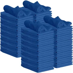 GREEN LIFESTYLE 100 Pack 12x14 Blue Shop Towel 100% Cotton, Super Absorbent and Durable for Car, Reusable