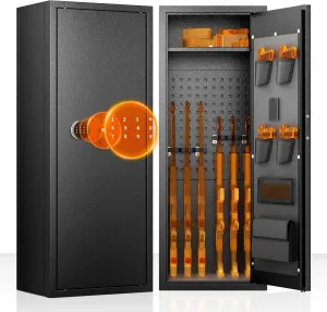 Greenvelly 10 to 14 Gun Safe for Rifles and Pistols,Quick Access Locking Rifle Gun Safe with Adjustable Shelves and Pegboard for Home, Office, Bedroom