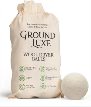GroundLuxe Premium New Zealand Wool Dryer Balls - 100% Organic, Hand-Felted, Reusable, Reduce Drying Time - Set of 6 for Natural Fabric Softening, Wrinkle & Static Reduction