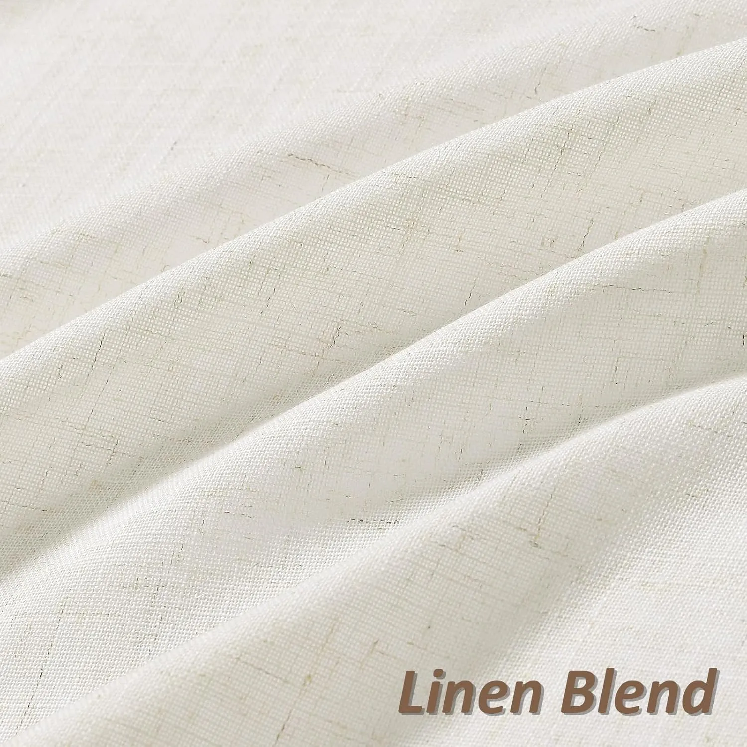 Guken Natural Linen Curtains 96 Inch Length for Living Room Bedroom 2 Panels Set Rod Pocket Light Filtering Semi Sheer Window Curtains 52 Inch Width Boho Farmhouse Linen Drapes Cream Ivory, W52xL96