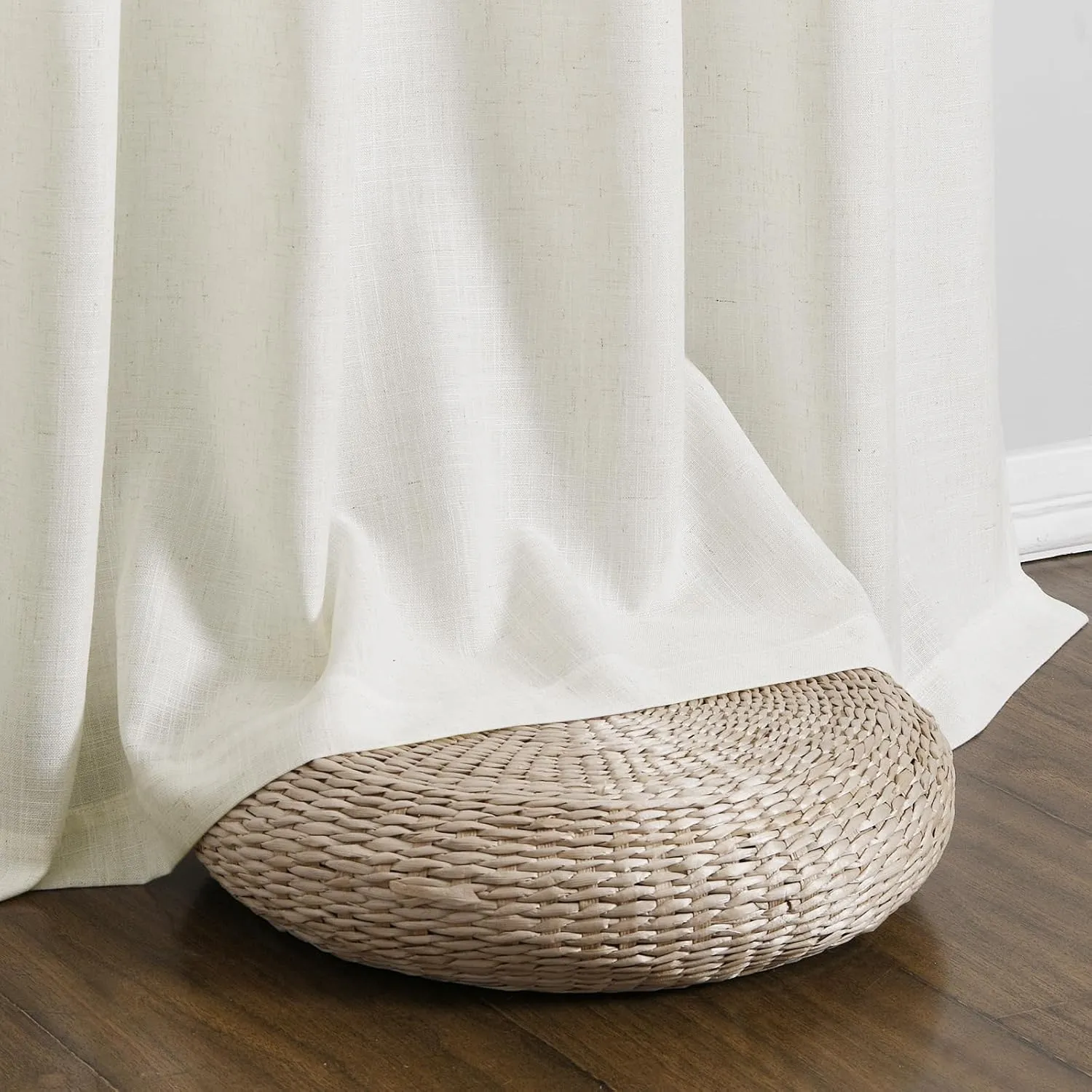 Guken Natural Linen Curtains 96 Inch Length for Living Room Bedroom 2 Panels Set Rod Pocket Light Filtering Semi Sheer Window Curtains 52 Inch Width Boho Farmhouse Linen Drapes Cream Ivory, W52xL96