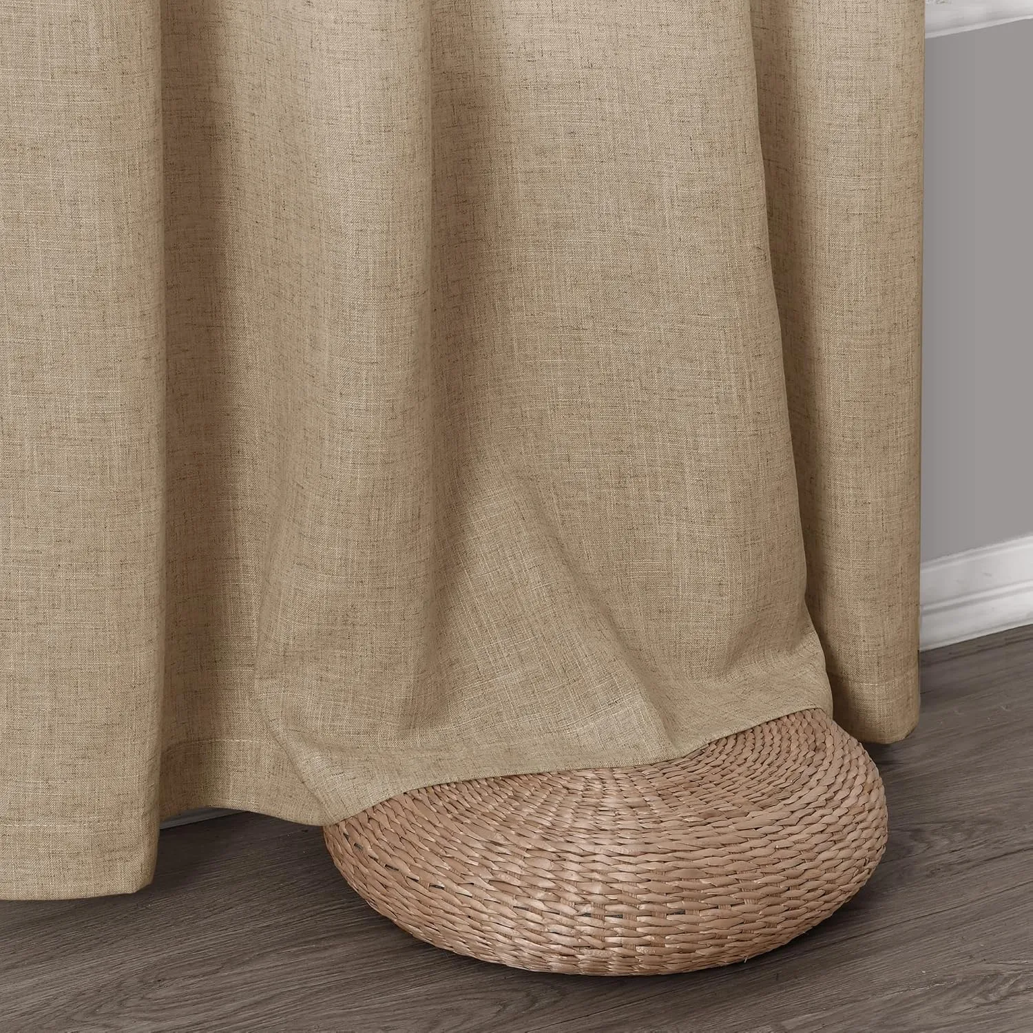 Guken Tan Linen Curtains 96 Inch Length for Living Room Bedroom 2 Panels Set Rod Pocket Light Filtering Semi Sheer Window Curtains 52 Inch Width Boho Farmhouse Linen Drapes, W52xL96