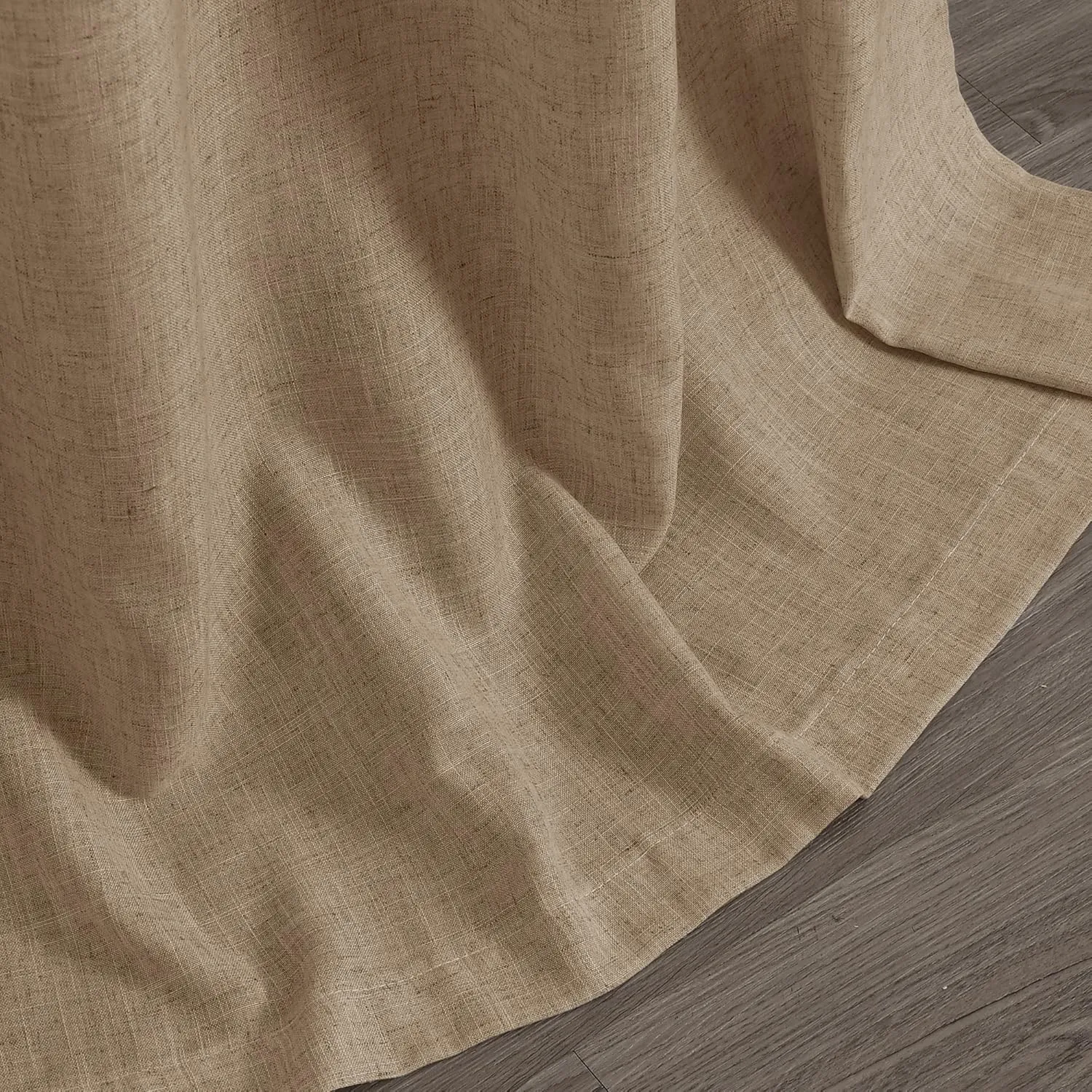 Guken Tan Linen Curtains 96 Inch Length for Living Room Bedroom 2 Panels Set Rod Pocket Light Filtering Semi Sheer Window Curtains 52 Inch Width Boho Farmhouse Linen Drapes, W52xL96