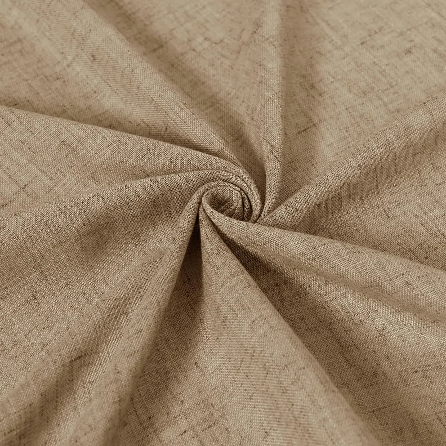 Guken Tan Linen Curtains 96 Inch Length for Living Room Bedroom 2 Panels Set Rod Pocket Light Filtering Semi Sheer Window Curtains 52 Inch Width Boho Farmhouse Linen Drapes, W52xL96