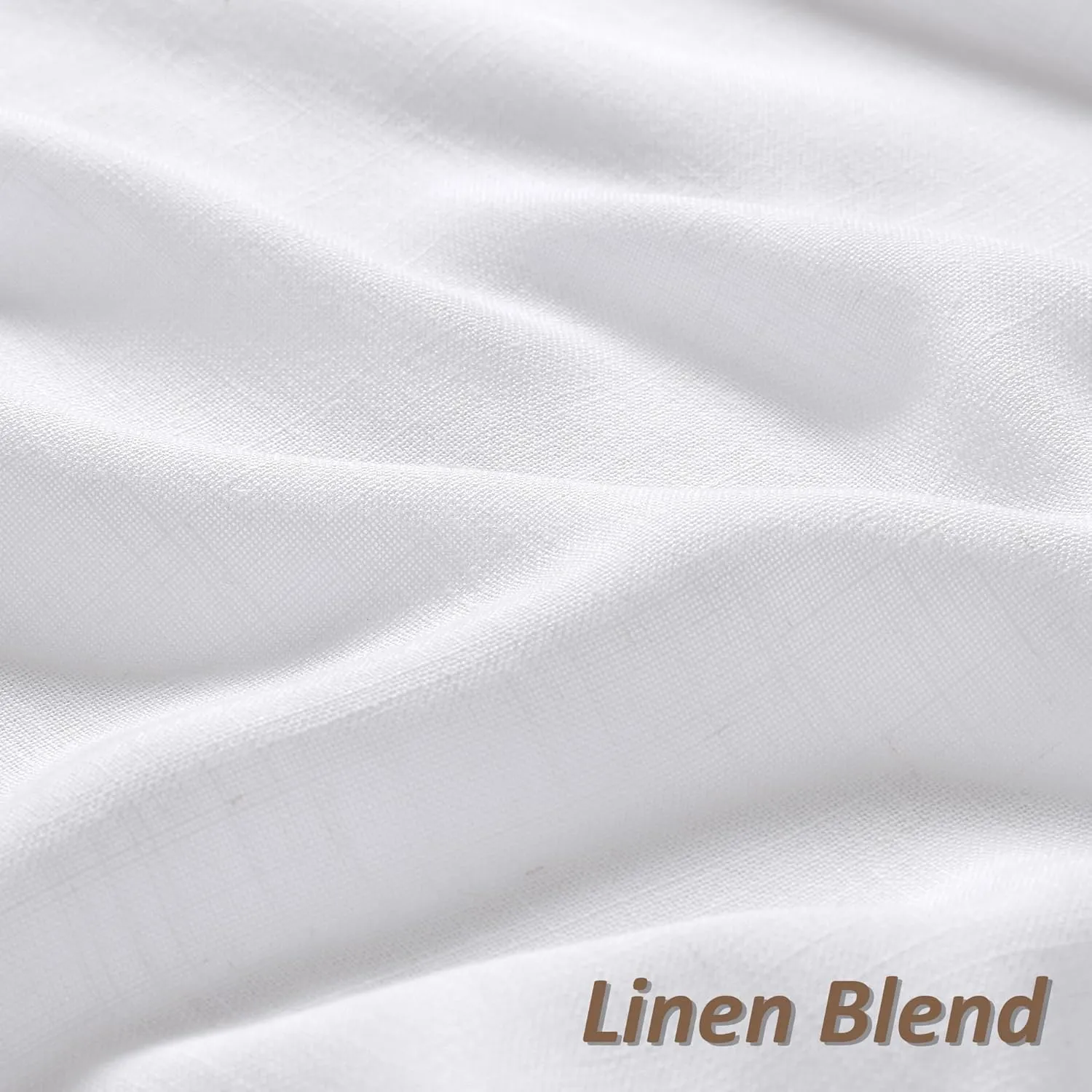 Guken White Linen Curtains 84 Inch Length for Living Room Bedroom 2 Panels Set Rod Pocket Light Filtering Semi Sheer Window Curtains 52 Inch Width Boho Farmhouse Linen Drapes, W52xL84