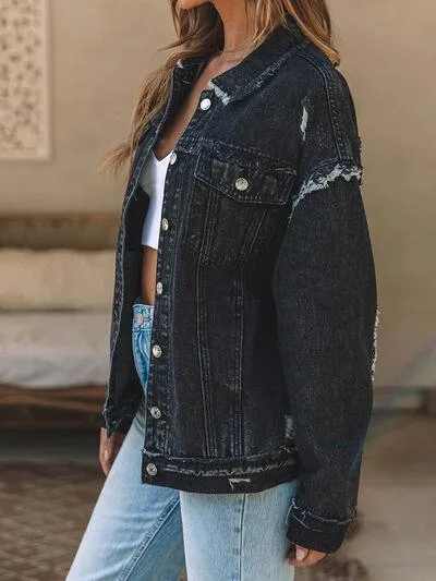 Gutsy Black Distressed Denim Jacket