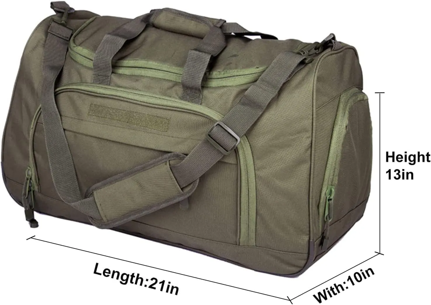 Gym Bag for Women & Men Tactical Duffle Military Weekender Work Out Lightweight Waterproof Sports Tote Shoe Pocket Green