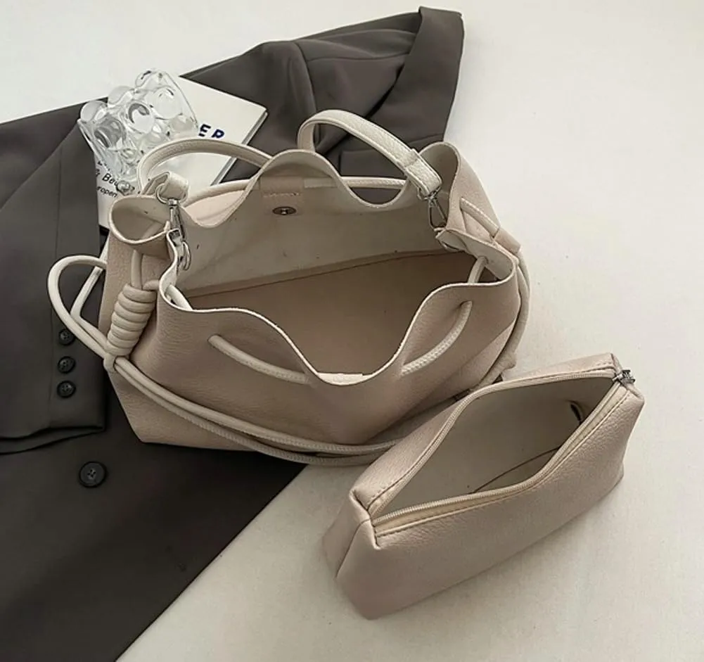 Halemet Bucket Bags for Women Drawstring Bucket Bag Soft Leather Shoulder Bag Purses for Women Crossbody Bag with Small Purse