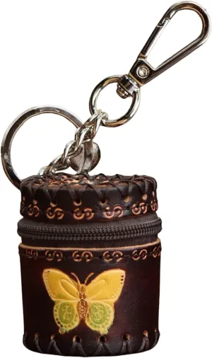 Handmade mini leather bucket bag pendant jewelry box jewelry classification storage box change storage bag personalized bag pendant(brown)
