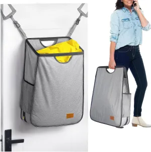 Hanging Laundry Hamper Bag is Suitabled for Any Door,Large Capacity Hanging Laundry Basket Won't Scratch the Door Paint,Over the Door Laundry Hamper with Big Metal Rim Opening