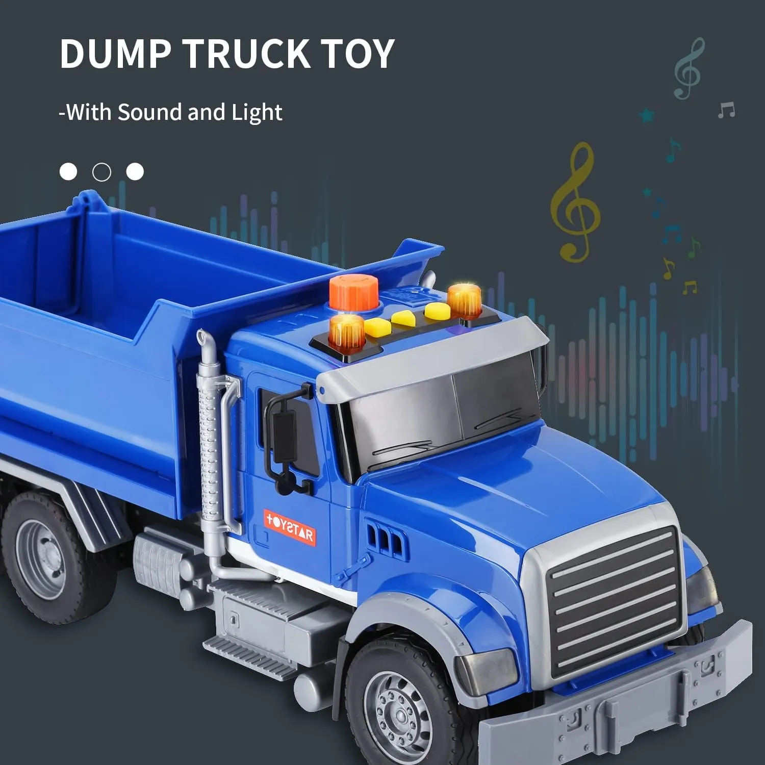 haomsj Big Dump Truck Toy Light Up & Moveable Lifting Back Garbage Push and Go Car Plastic Beach Construction Toy Vehicles for Kids Boys and Girls (Dump Truck)