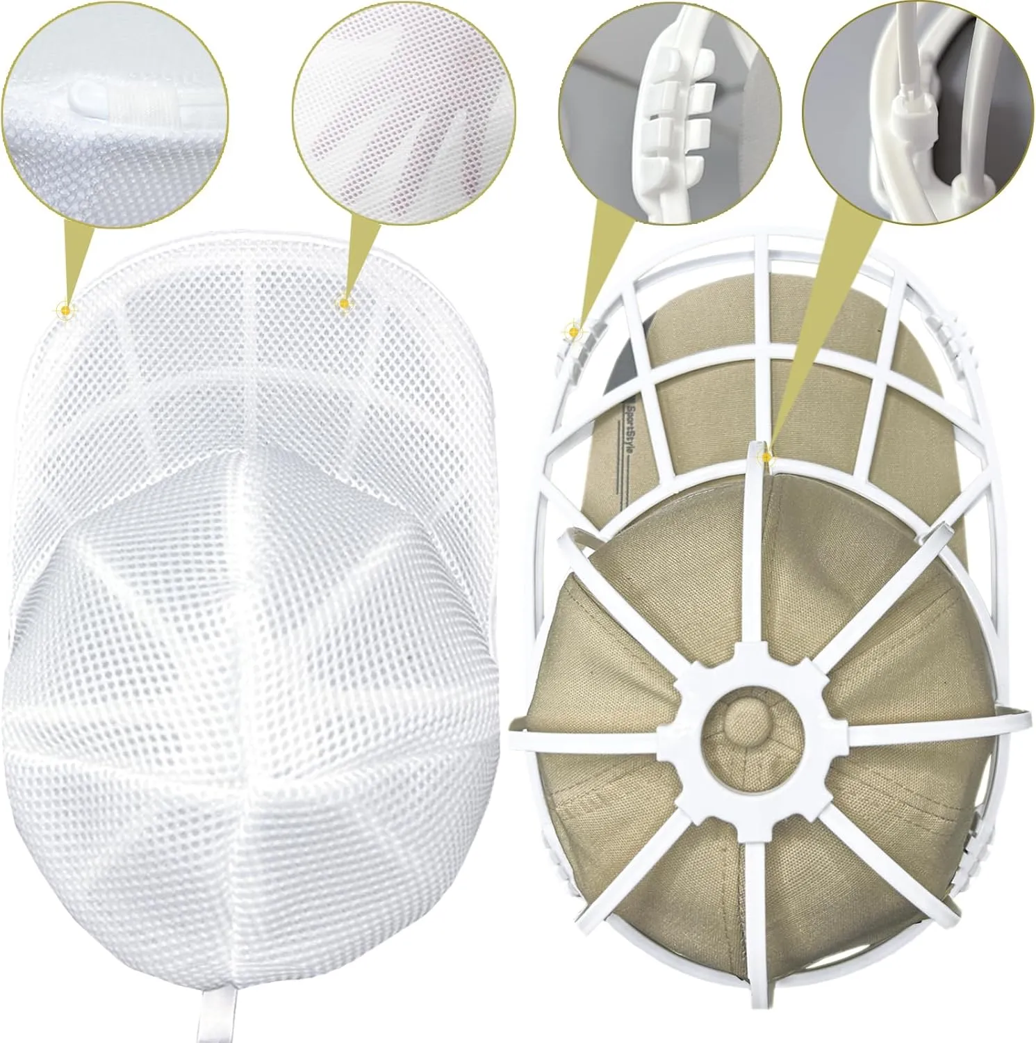 Hat Washer Cage for Washing Machine, Cap Washer with Mesh Bags Baseball Caps Cleaner/Cleaning Protector Cage