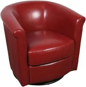 Hawthorne Collections Lowe Faux Leather Accent Chair with Barrel Back in Red