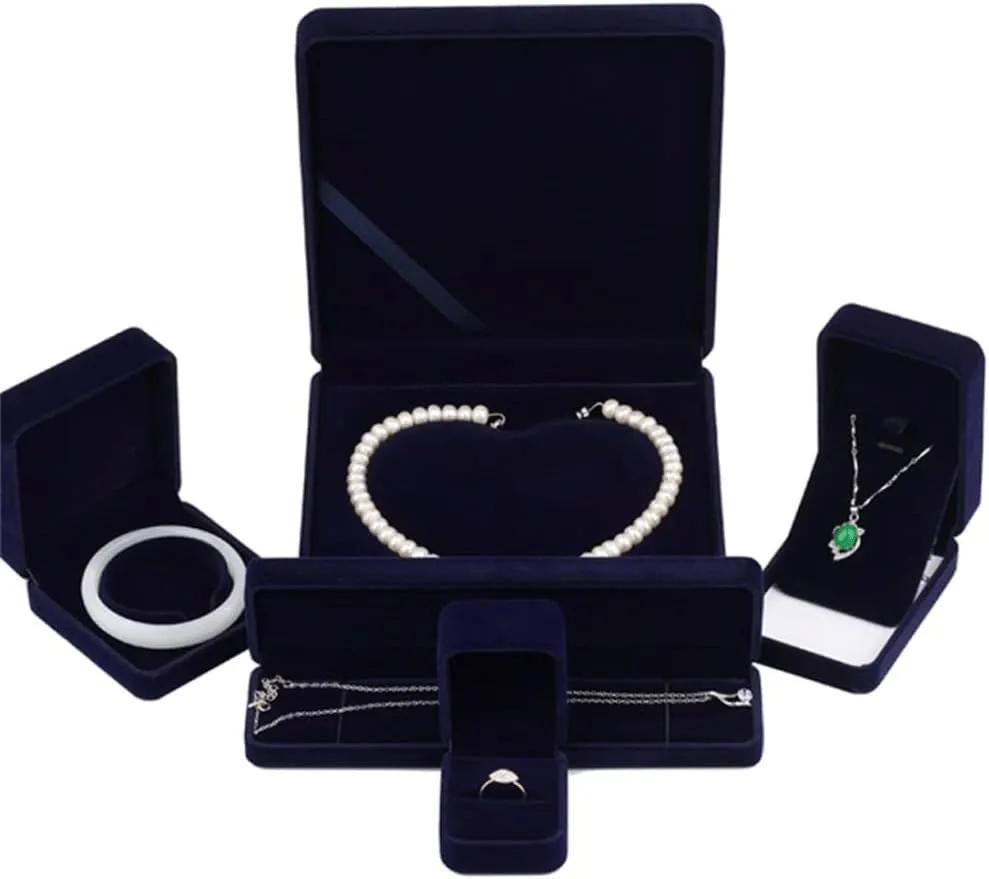 HBJWOV Dark Puple Vintage Velvet Jewelry Set Box Display Packing Bag For Necklace Bracelet Earrings Plush Gift Box(7 * 7 * 4cm)