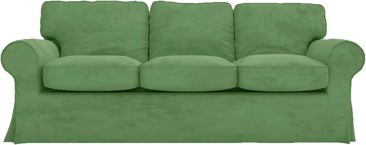 Heavy Duty Velvet UPPLAND Sofa Cover Replacement Made Compatible with IKEA UPPLAND Three Seat Sofa Slipcover (Uppland 3 Velvet Light Green)
