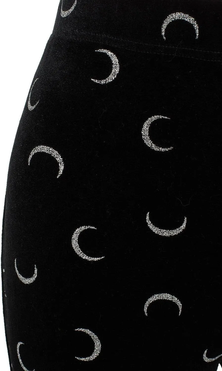 Hell Bunny Misty Moon Black Velvet Glittery Crescent Flared Pants Trousers