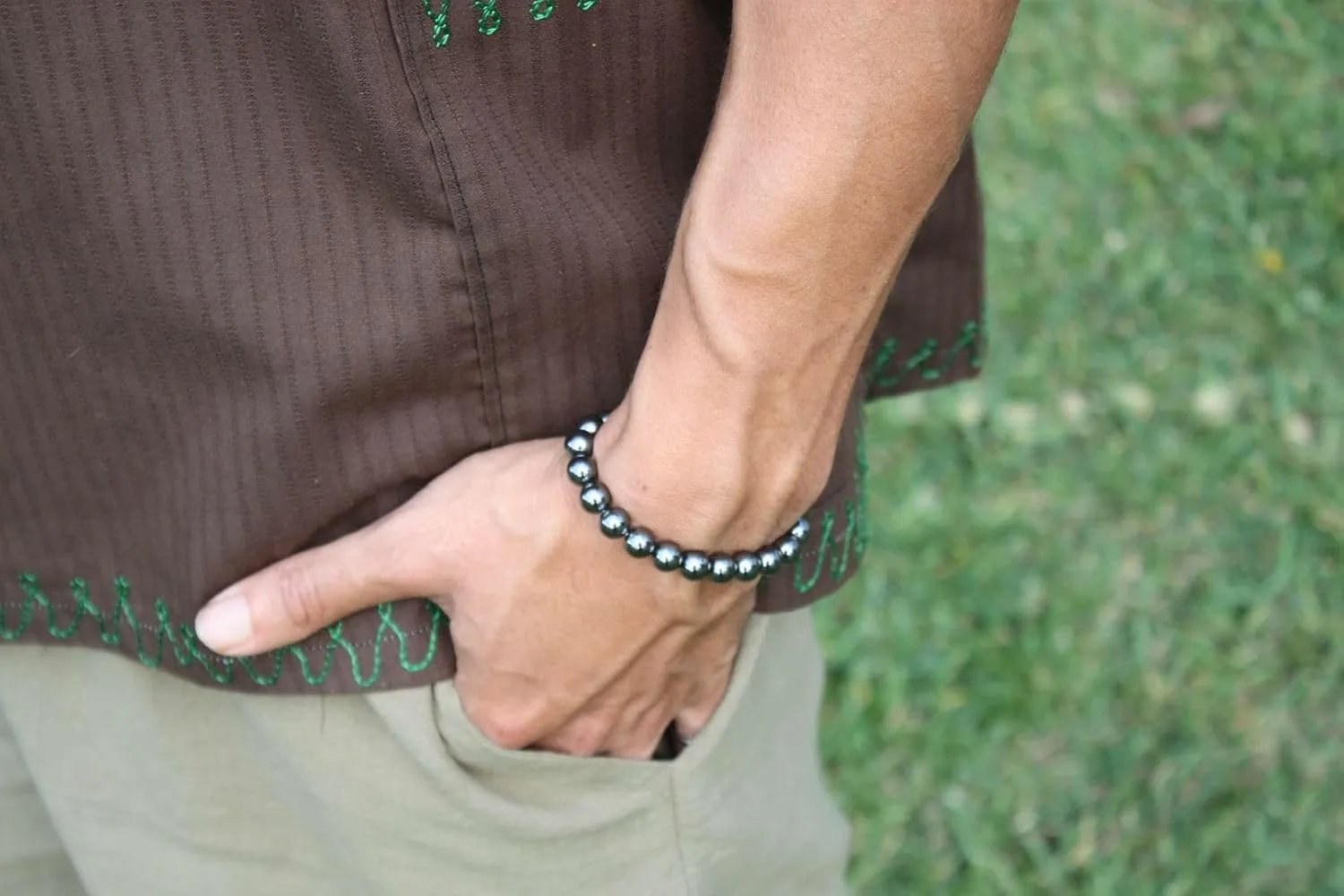 Hematite Bracelet - 8mm Crystal for Root Chakra & Grounding