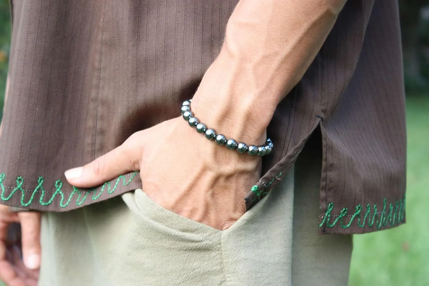 Hematite Bracelet - 8mm Crystal for Root Chakra & Grounding